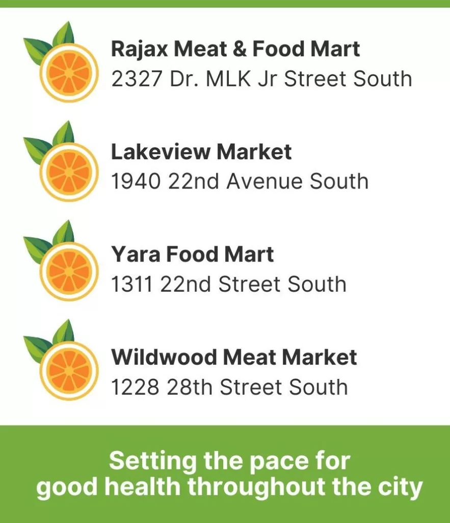 List of Fresh Pace Stores with orange icon