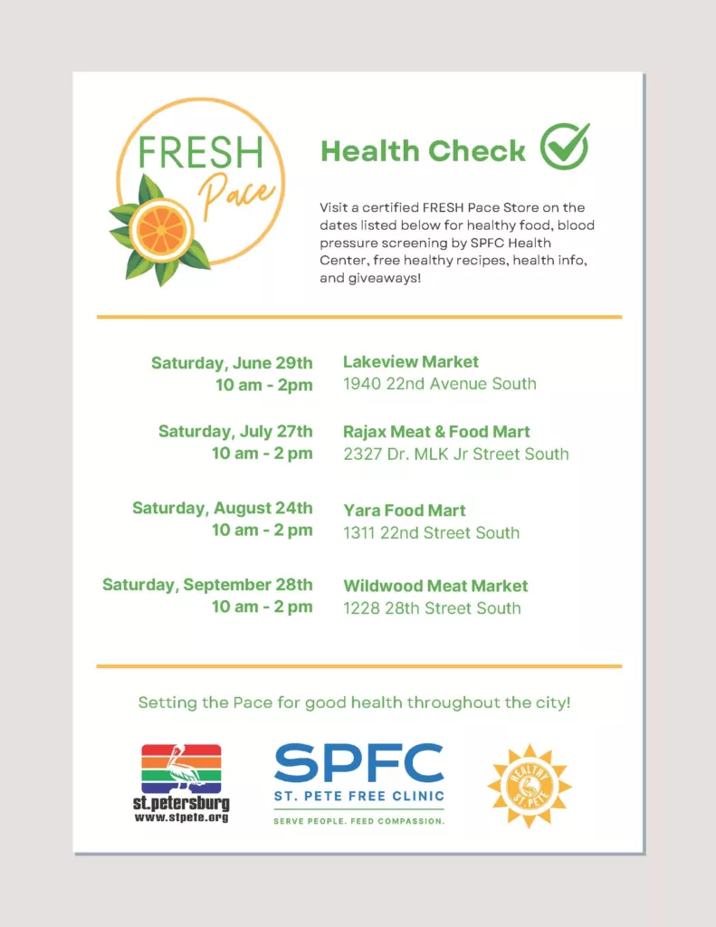 Fresh Pace Health Checks upcoming event dates